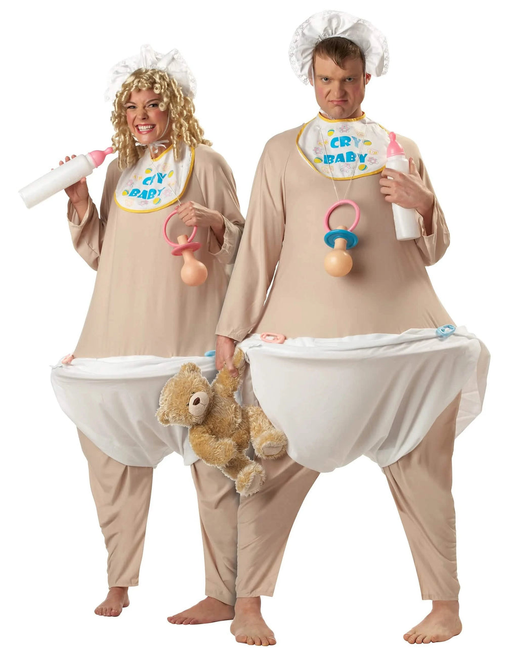 Versión hombre y mujer del disfraz de bebé grande deluxe