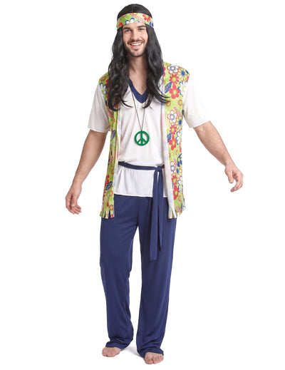 Disfraz de hippie para hombre tonos florales