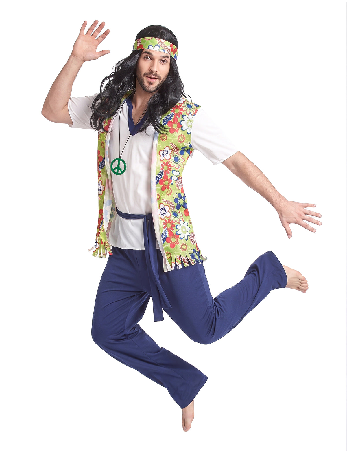 Disfraz de hippie para hombre tonos florales