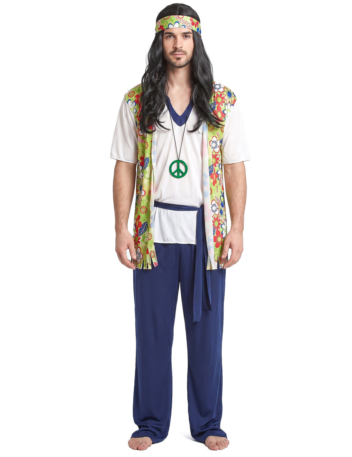 Disfraz de hippie para hombre tonos florales