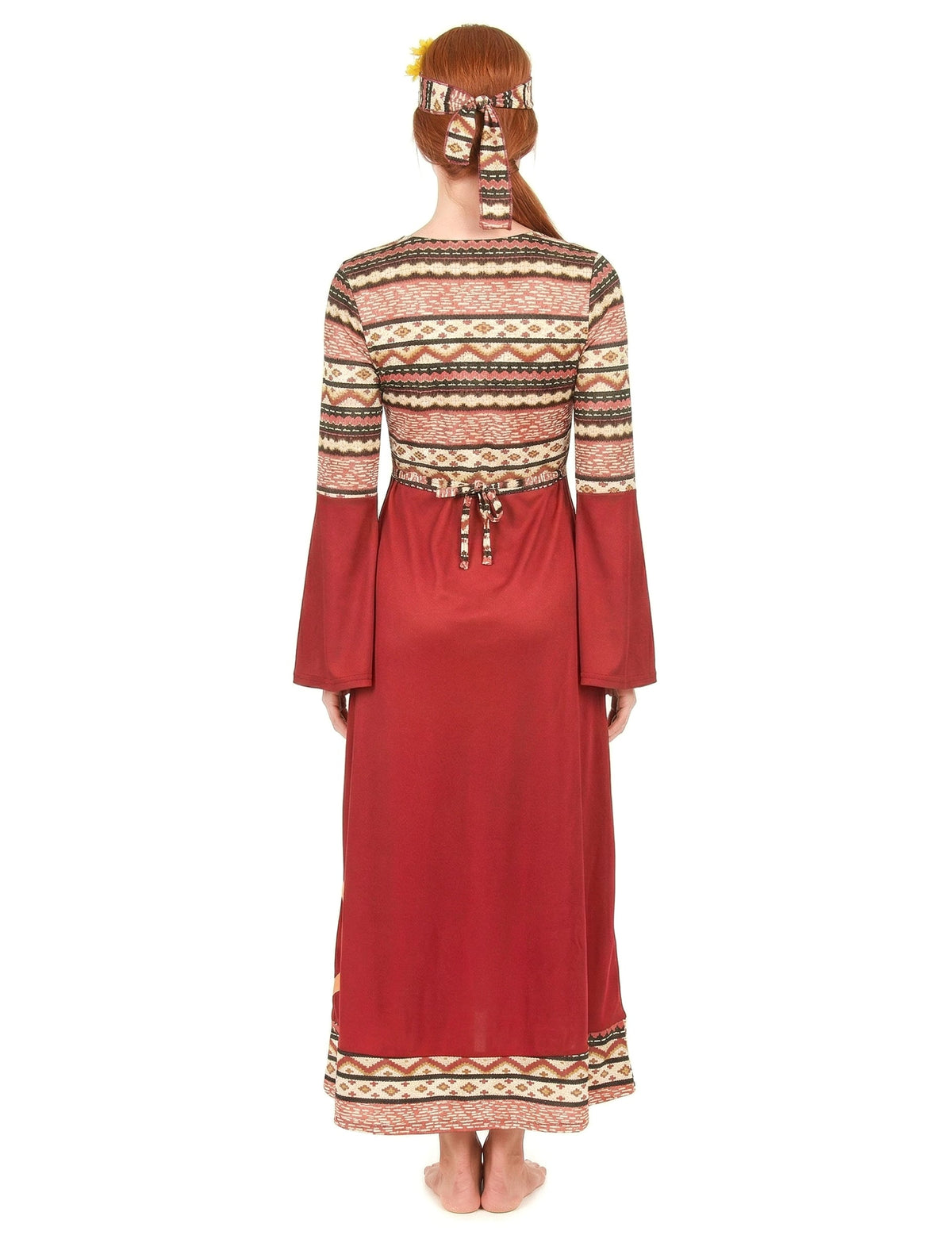 Disfraz vestido hippie burdeos para mujer
