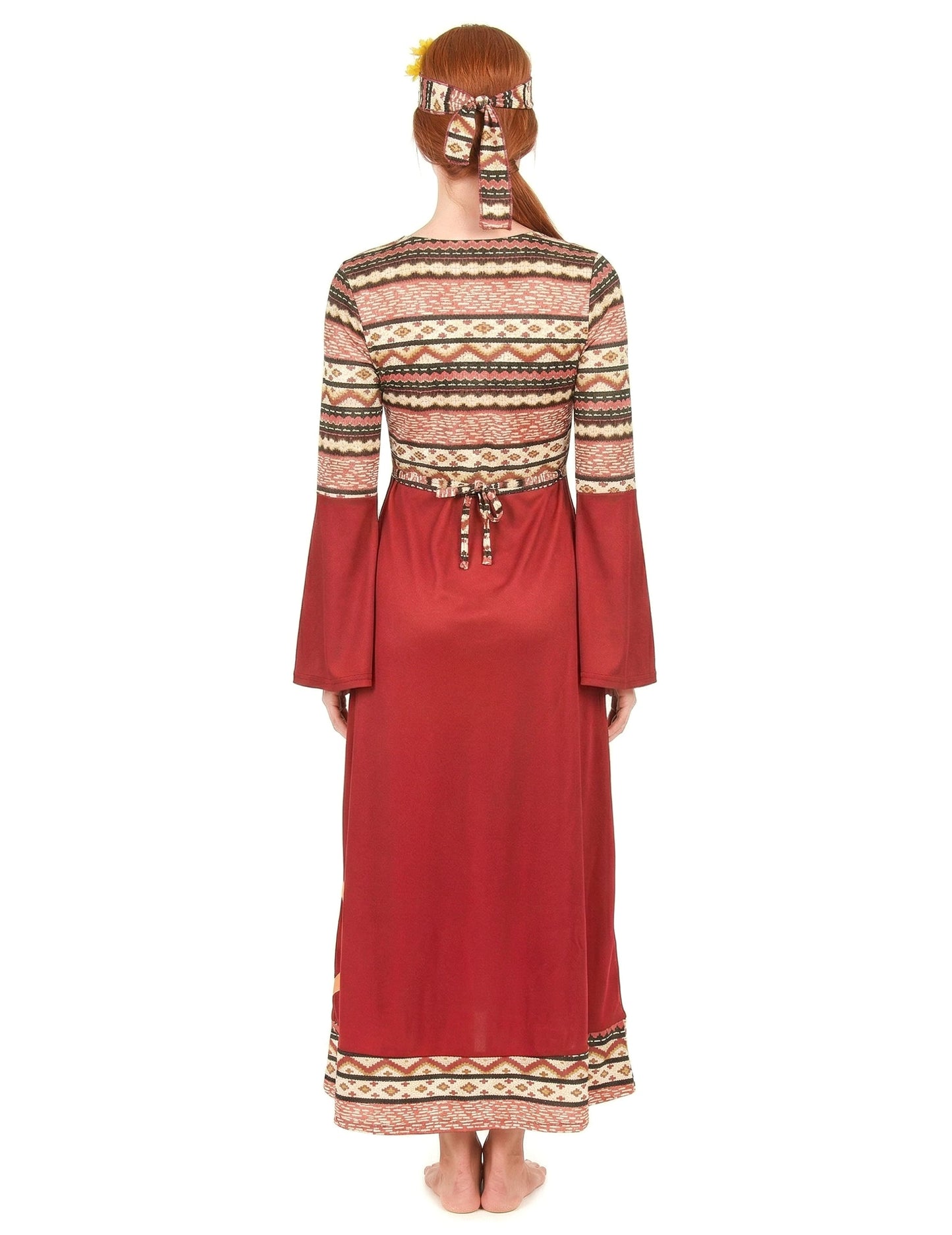 Disfraz vestido hippie burdeos para mujer