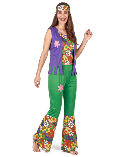 Disfraz de hippie flower power para mujer
