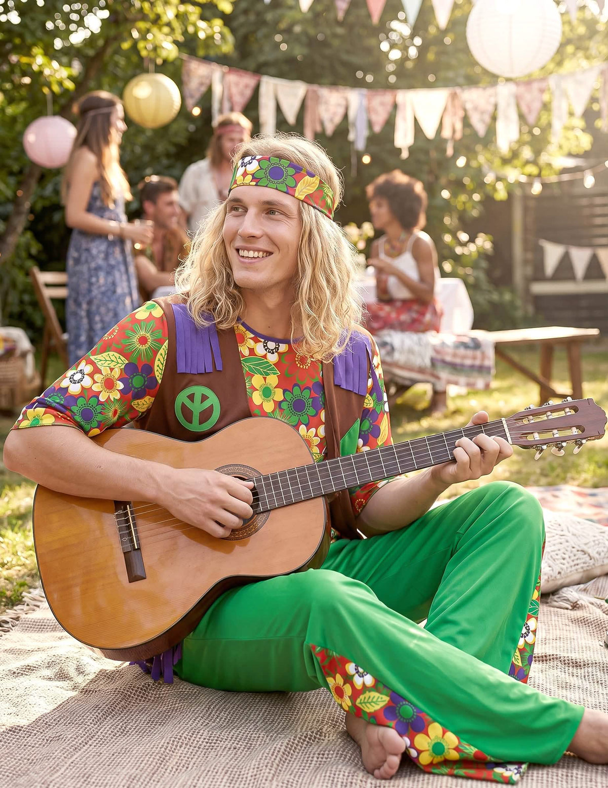 Disfraz hippie flower power hombre