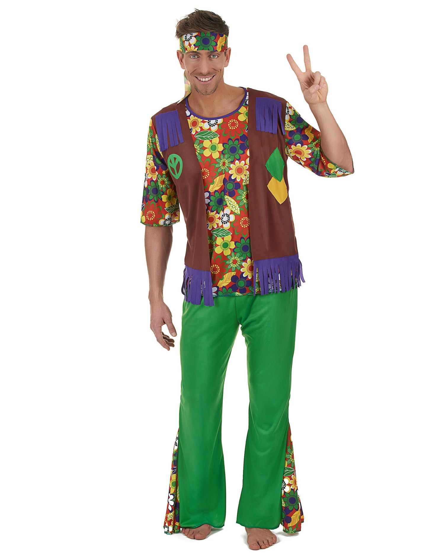 Disfraz hippie flower power hombre