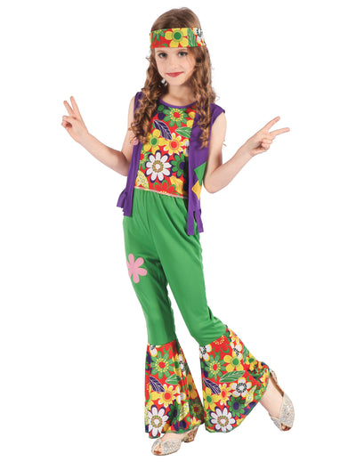 Disfraz de hippie flower power niña
