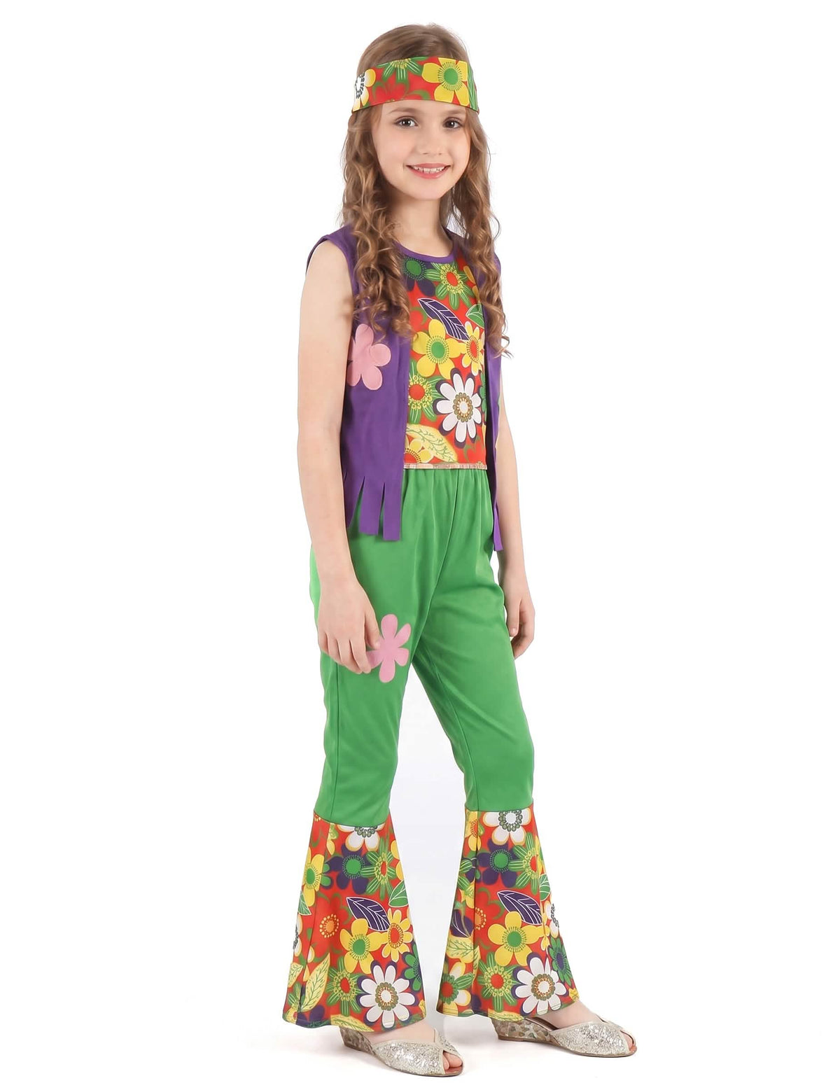 Disfraz de hippie flower power niña