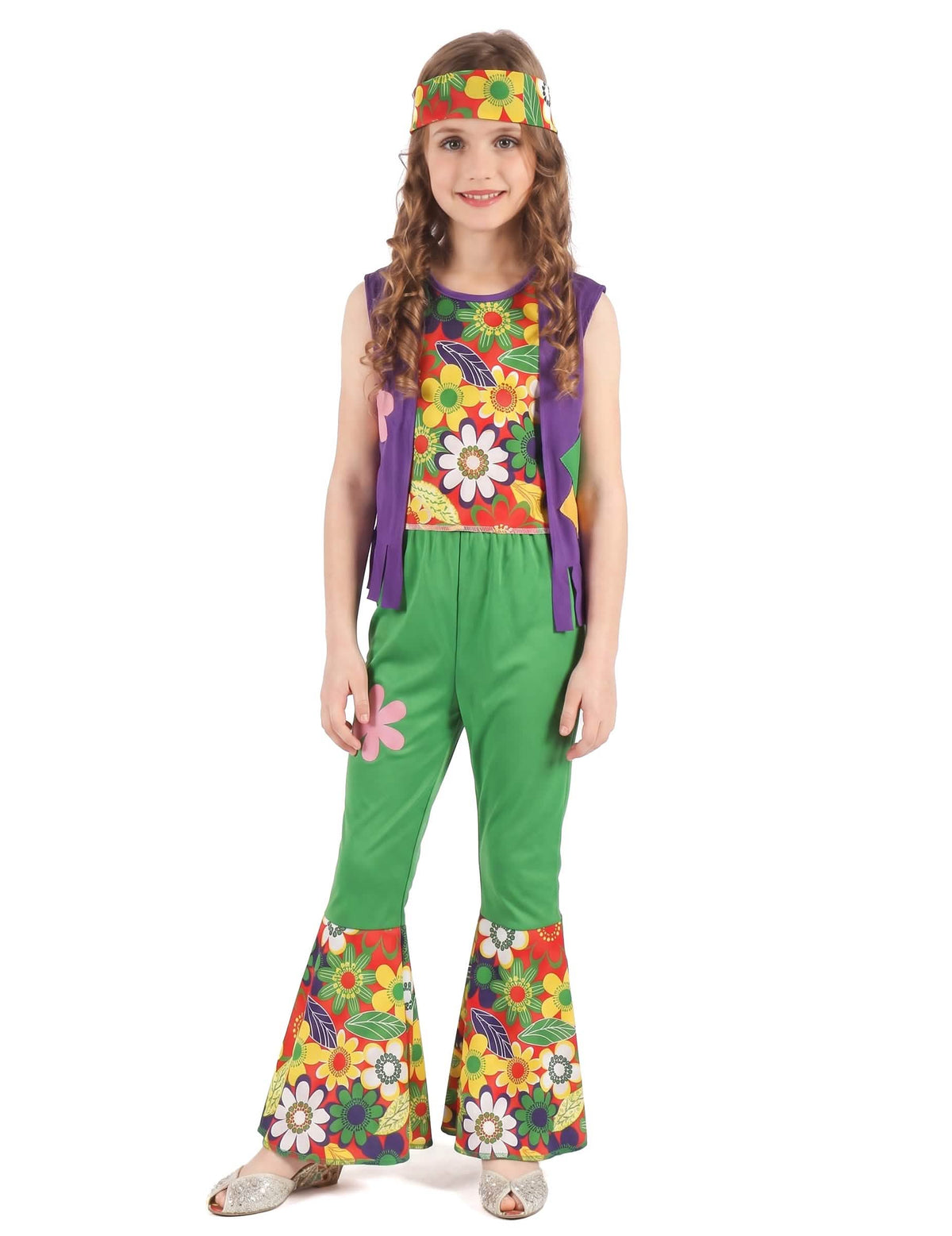 Disfraz de hippie flower power niña