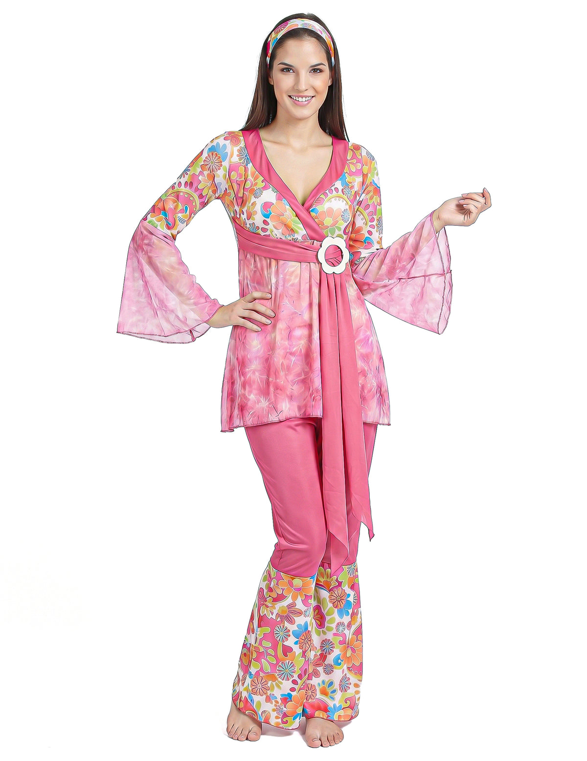 Disfraz de hippie para mujer manga transparente