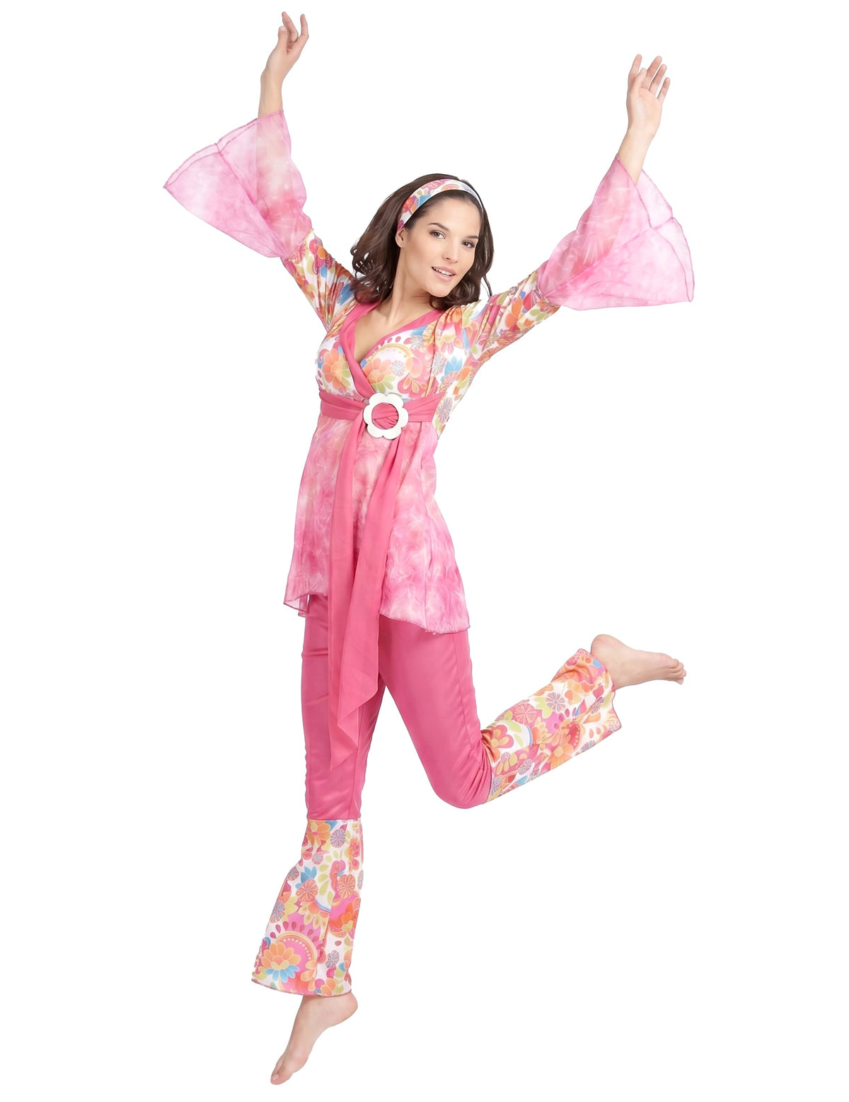 Disfraz de hippie para mujer manga transparente