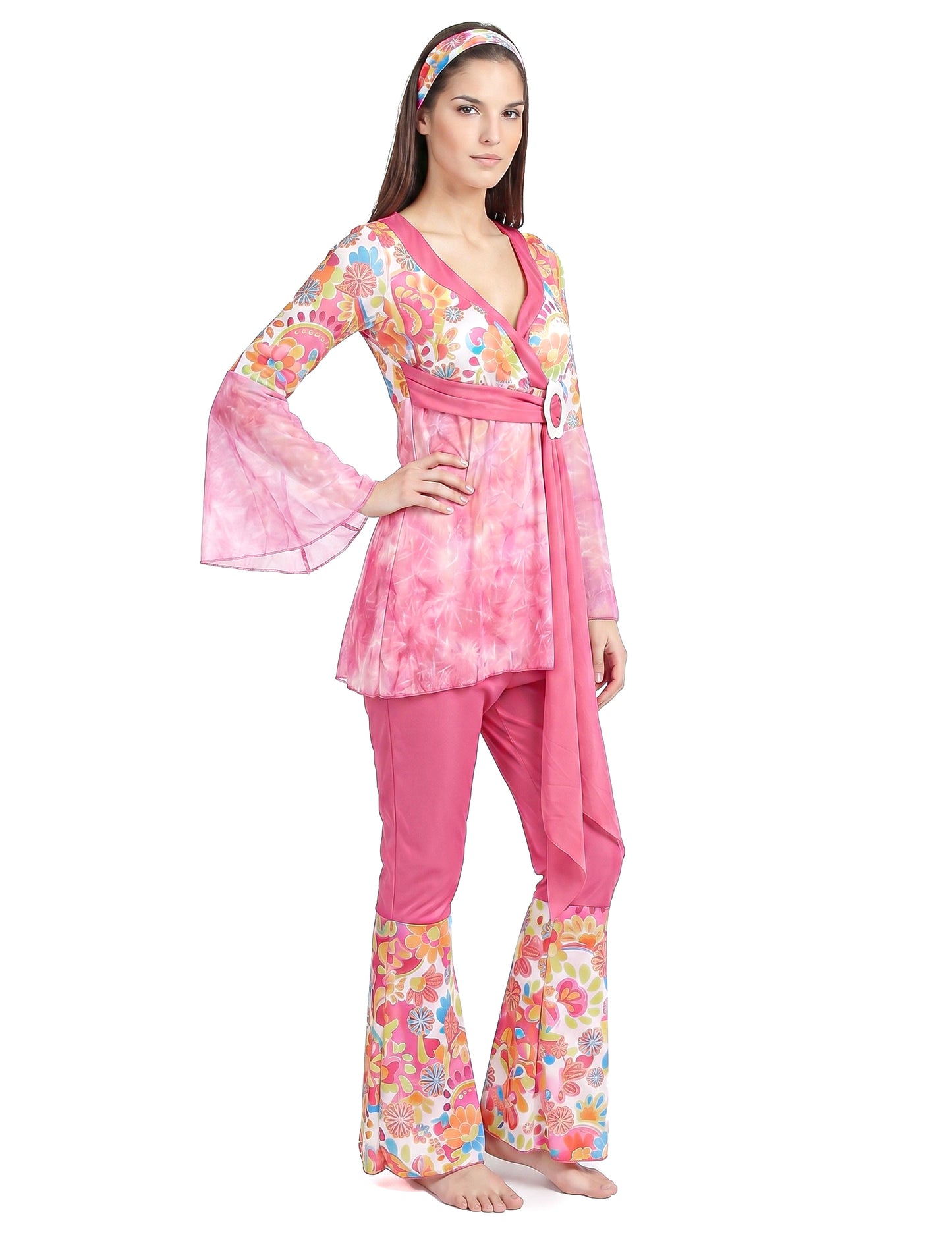Disfraz de hippie para mujer manga transparente