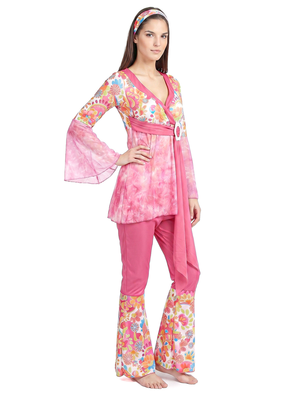 Disfraz de hippie para mujer manga transparente