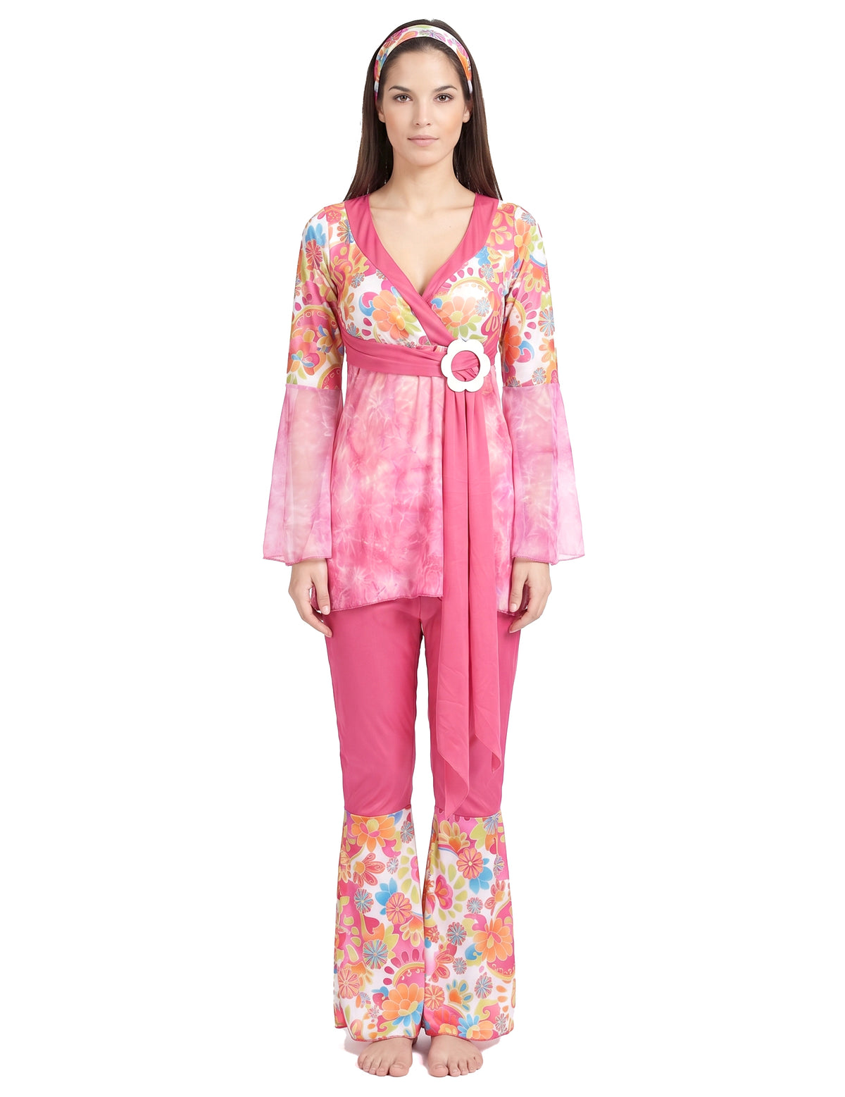 Disfraz de hippie para mujer manga transparente