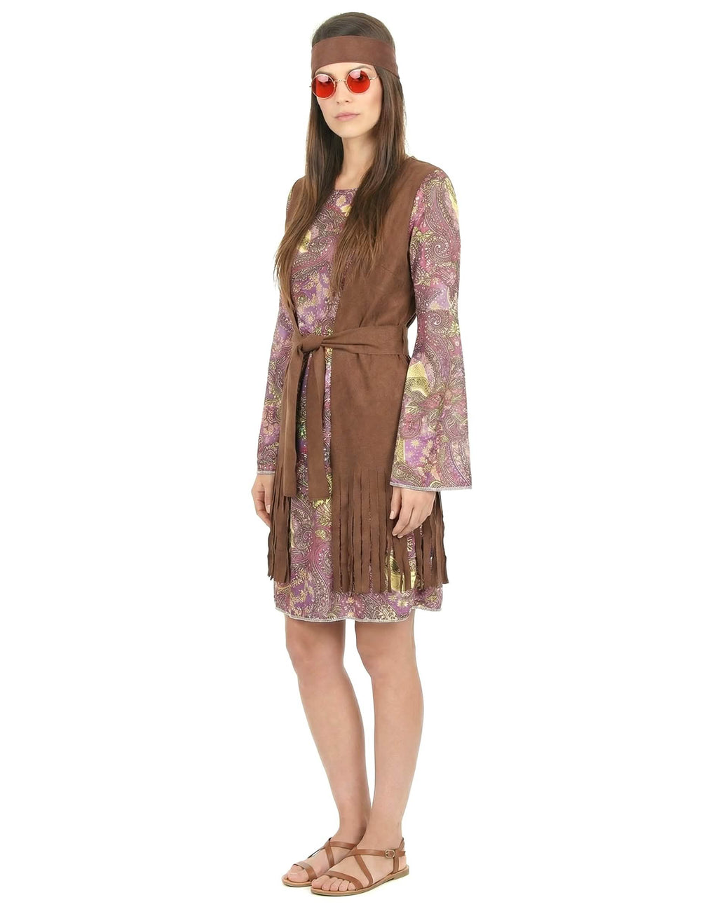 Vue de profil du déguisement hippie motif paisley pour femme