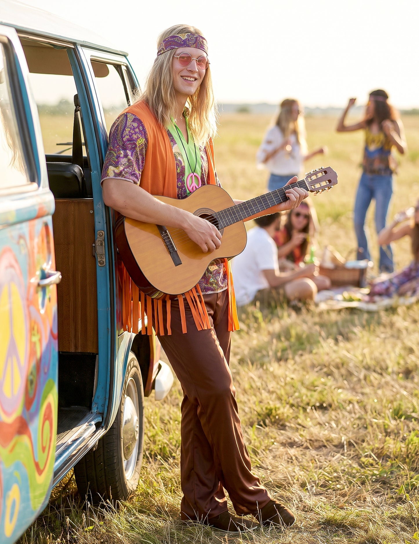 Disfraz de hippie collar hombre