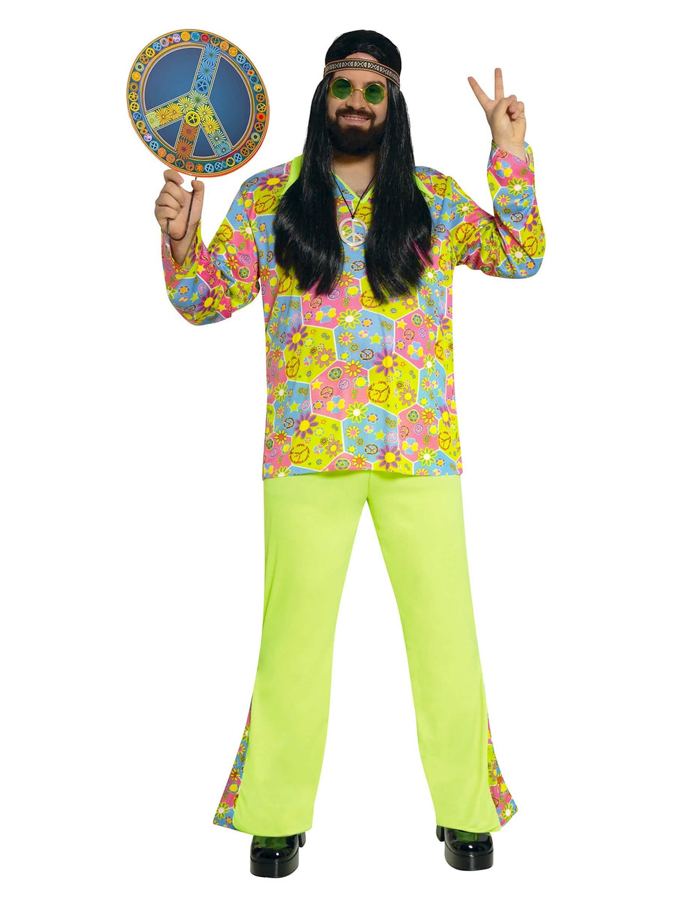 Vista frontal del disfraz de hippie para hombre