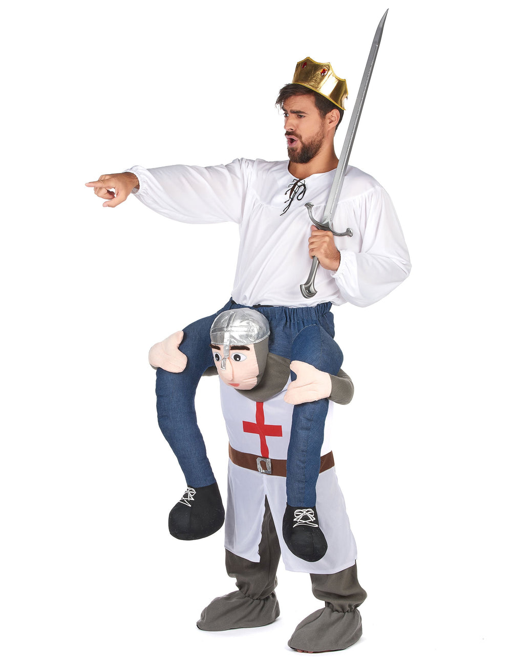Déguisement à dos de chevalier pour adulte blanc et gris