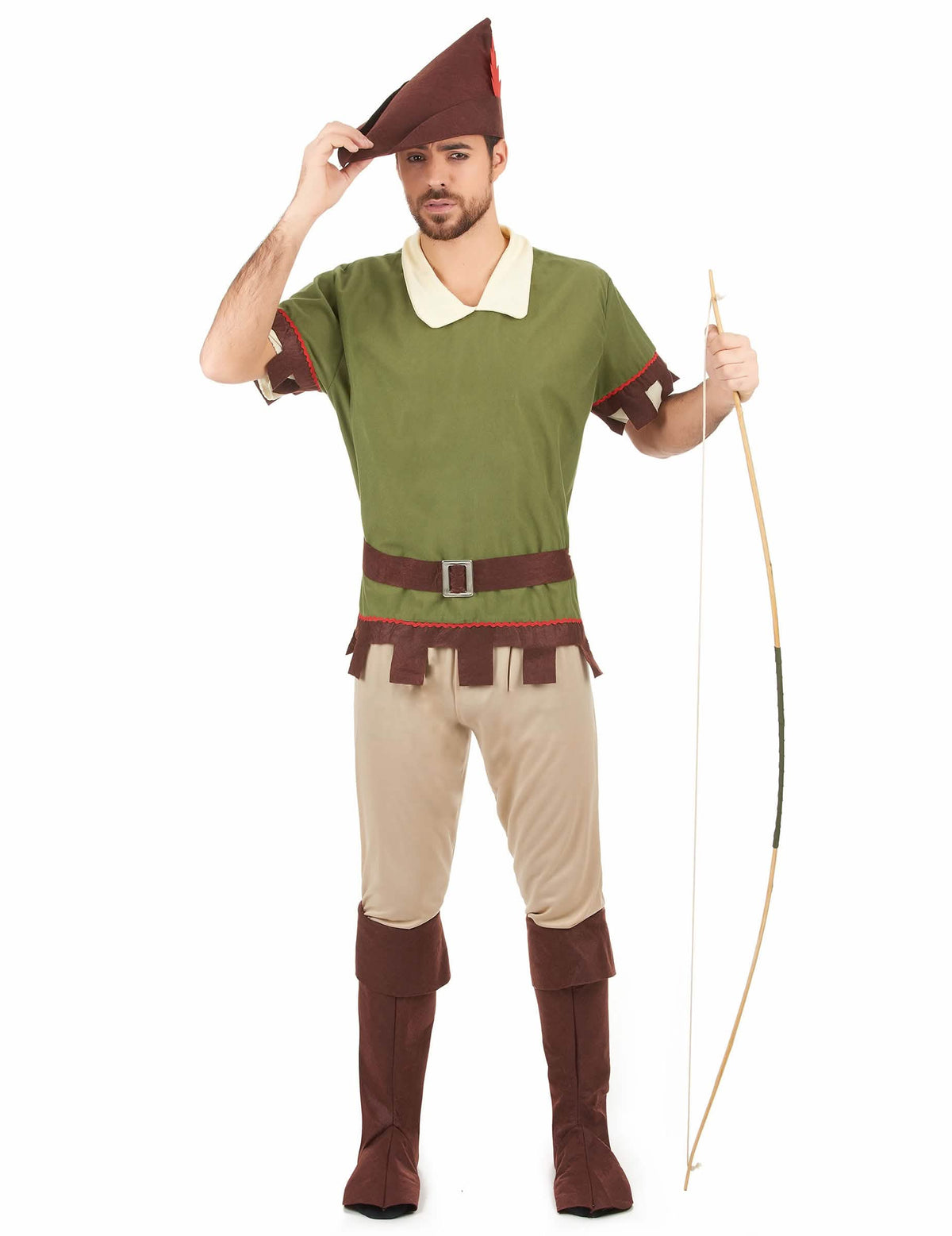 Disfraz hombre de los bosques para hombre marrón y verde con sombrero