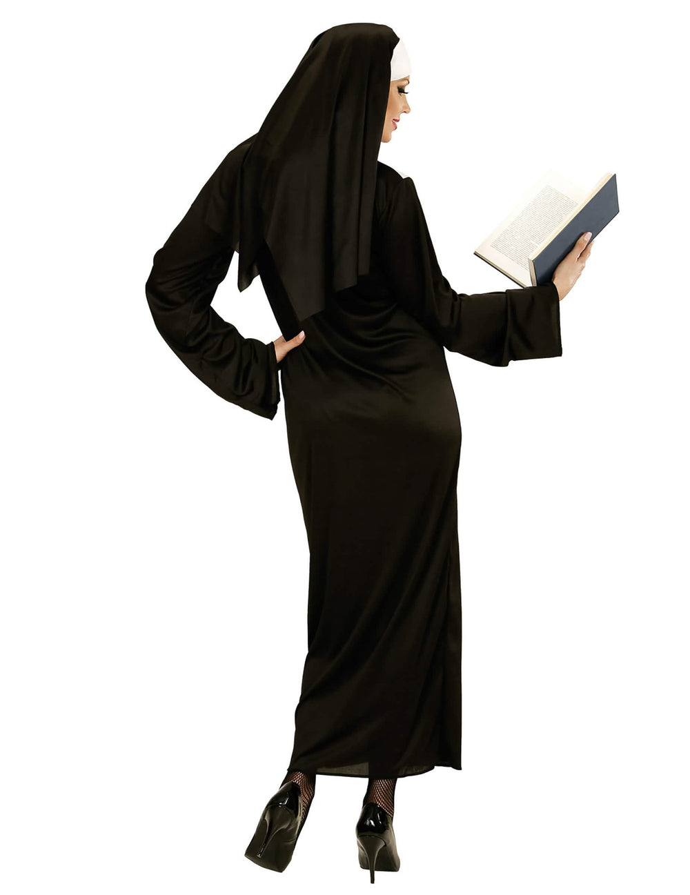 Vista trasera del disfraz humorísticos religioso