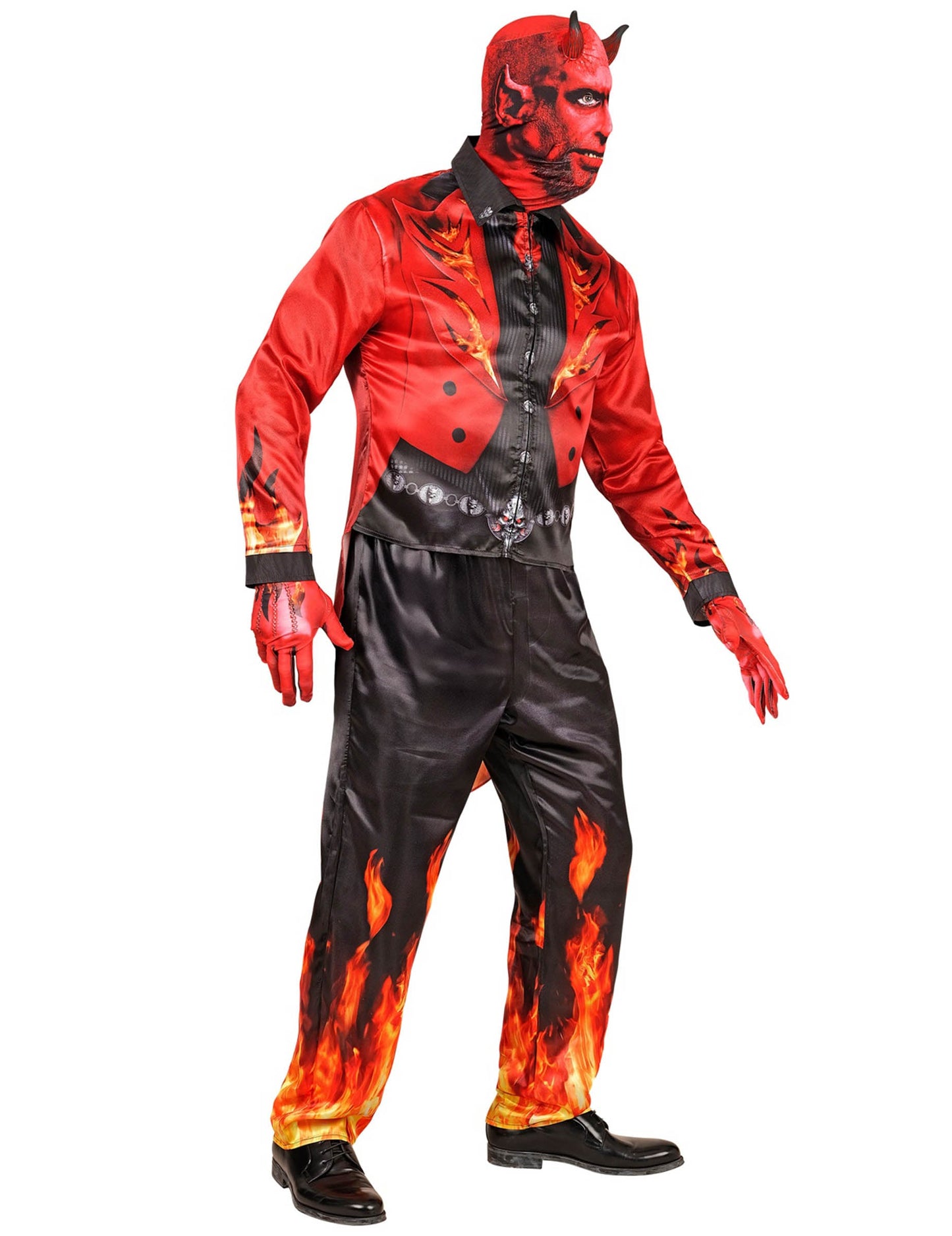 Disfraz de diablo de fuego de cuerpo entero para adulto