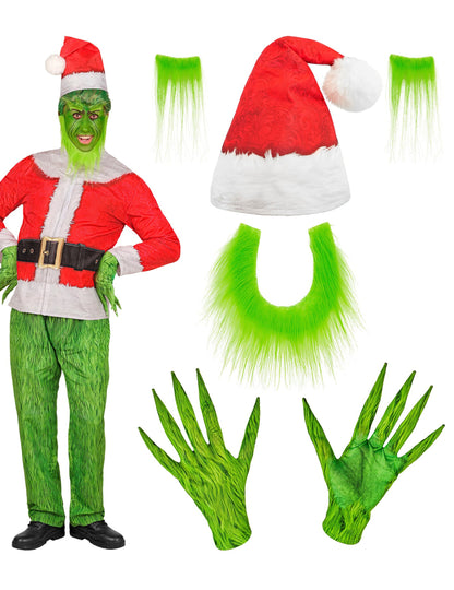 Disfraz completo de monstruo gruñón navideño para adulto