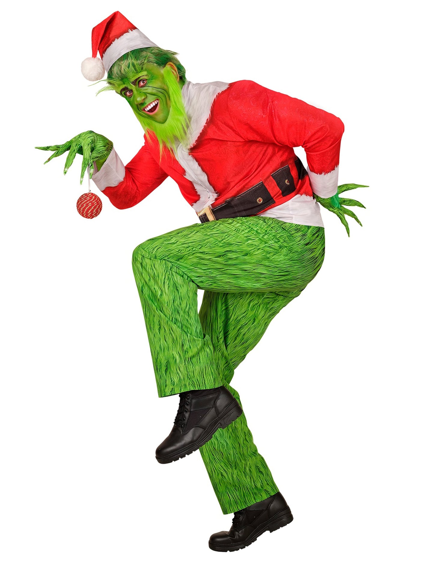 Disfraz completo de monstruo gruñón navideño para adulto