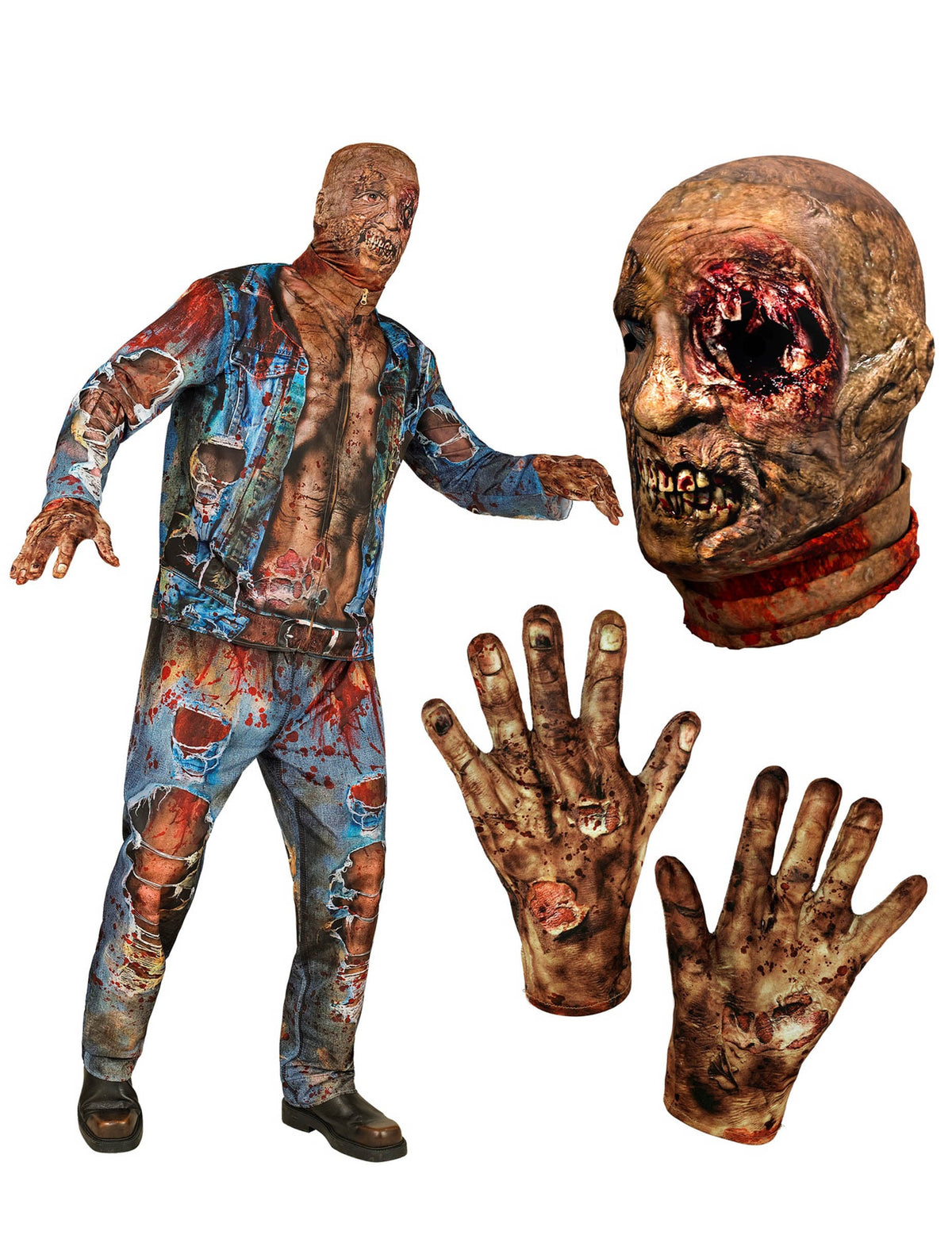 Disfraz de zombie de cuerpo entero para adulto