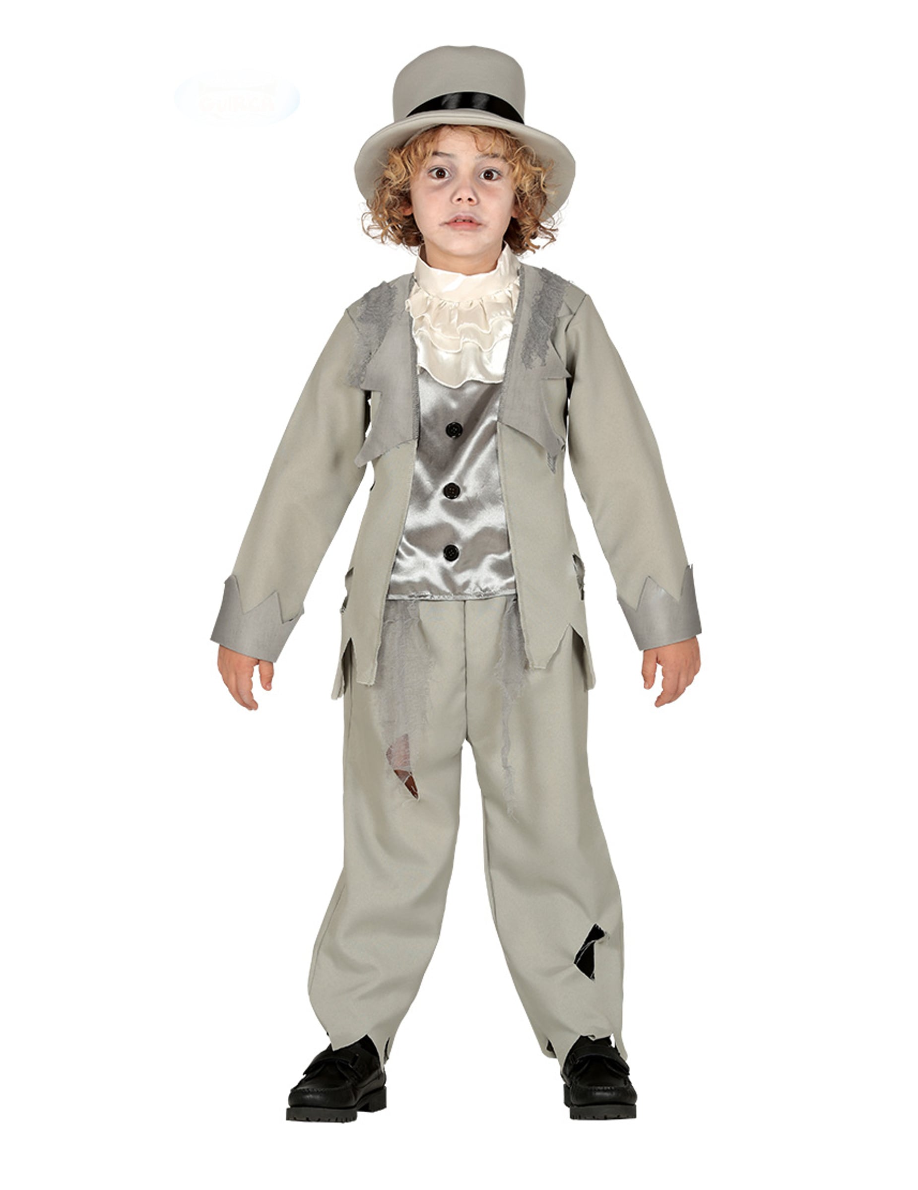 Déguisement jeune marié fantôme pour garçon gris avec chapeau