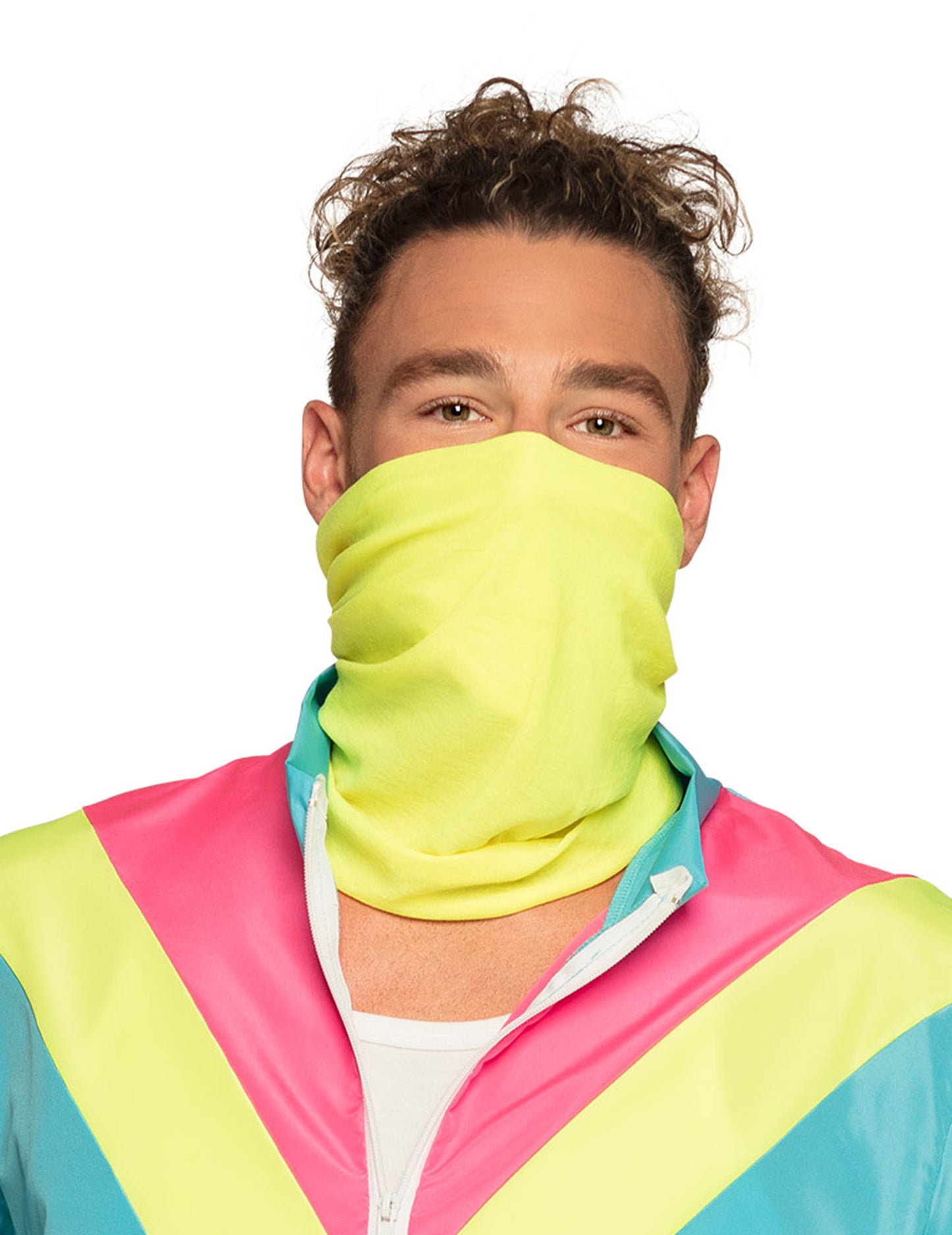 Disfraz retro de jogging azul neón para hombre