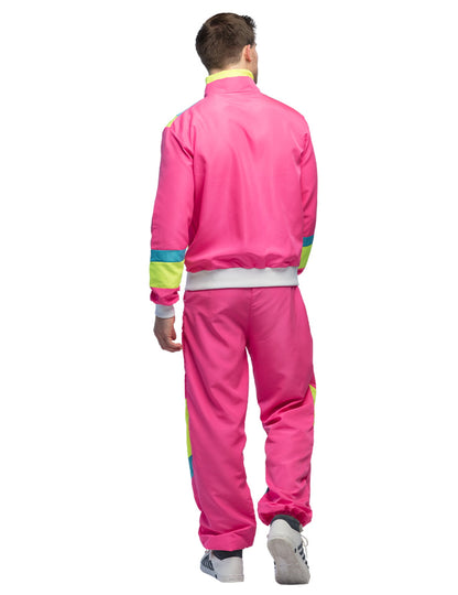 Disfraz de jogging retro rosa neón para hombre