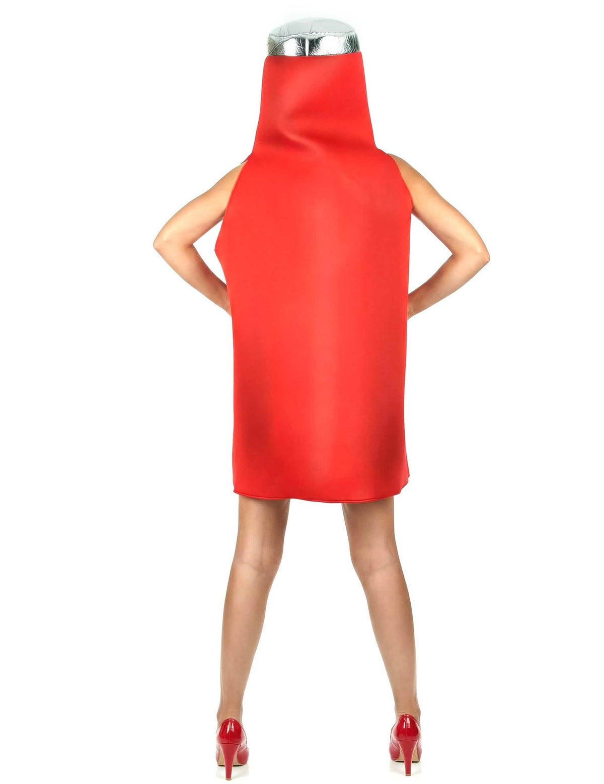Vista trasera del disfraz de ketchup para adulto