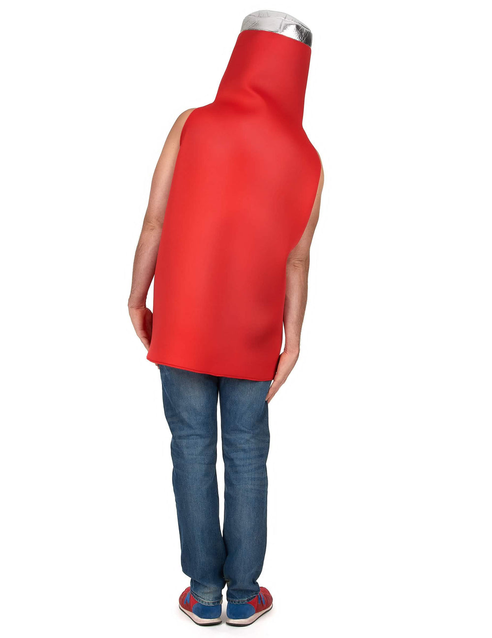 Vista trasera del disfraz de ketchup para adulto