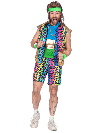 disfraz kitsch de pantera multicolor para hombre