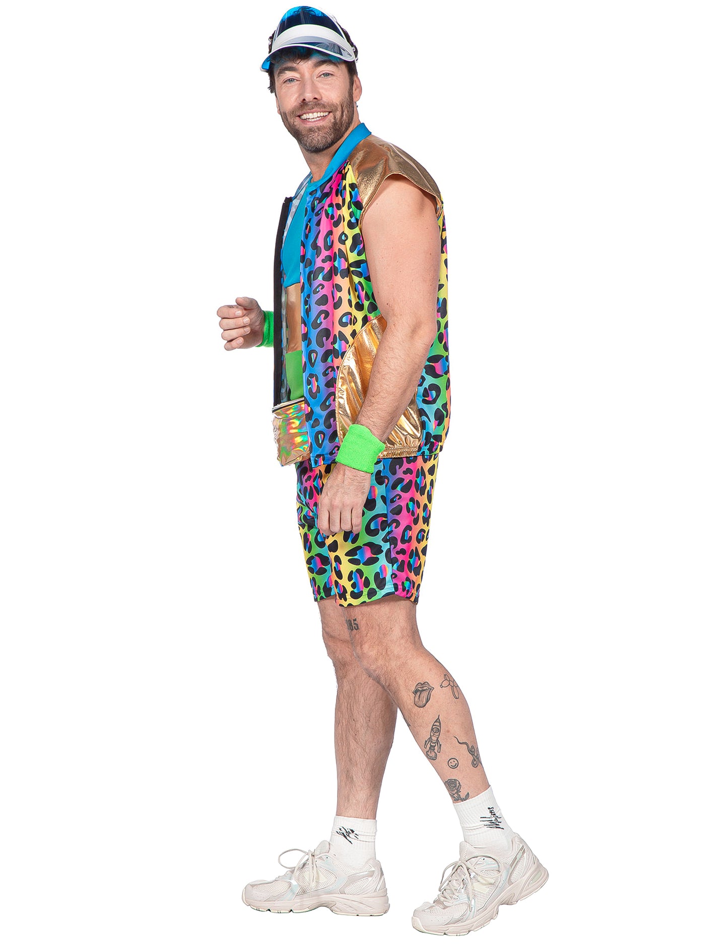 disfraz kitsch de pantera multicolor para hombre