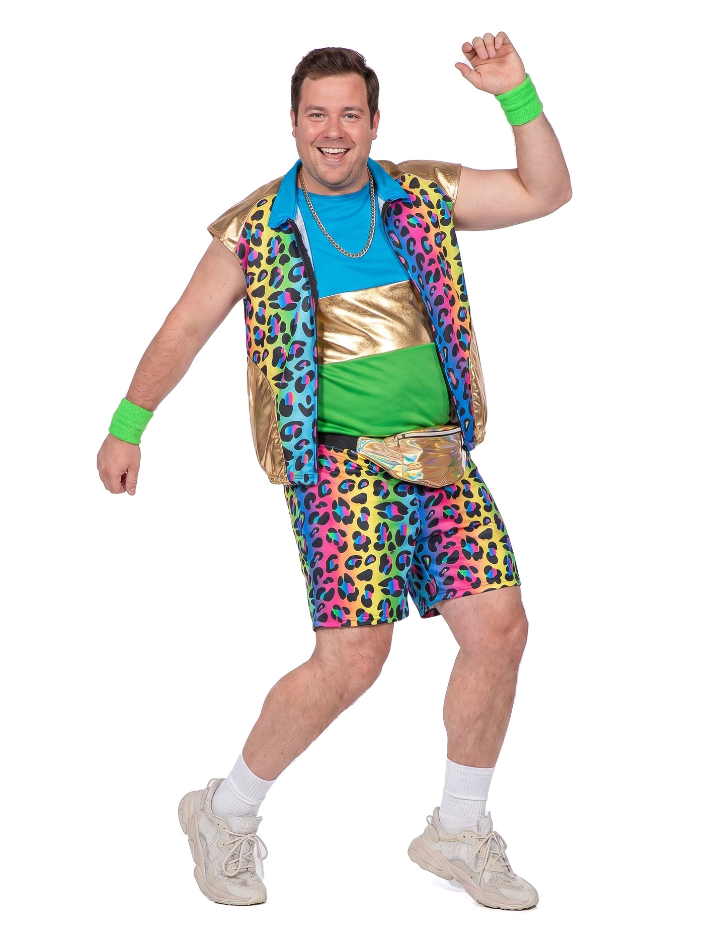disfraz kitsch de pantera multicolor para hombre