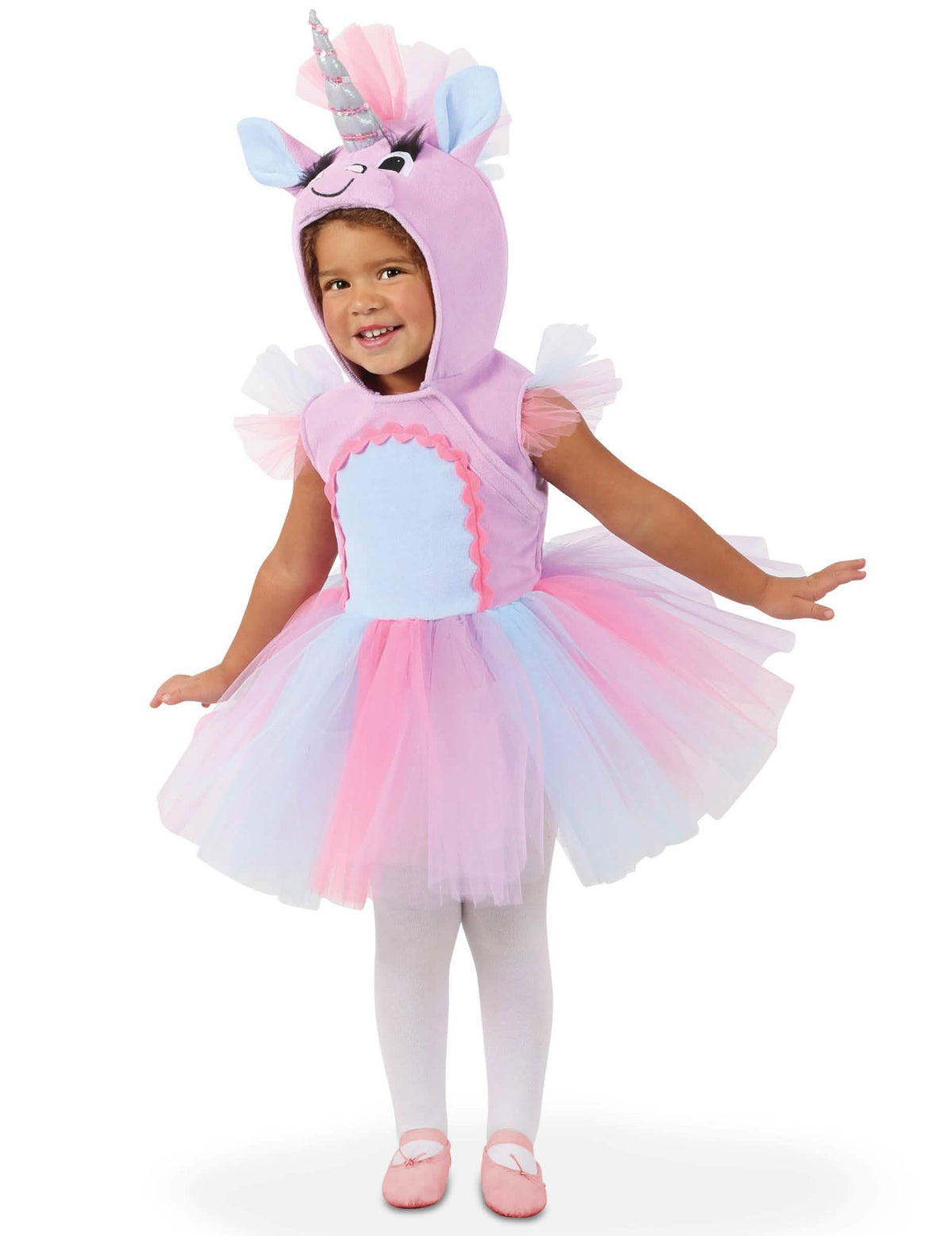 Disfraz de unicornio pastel para bebé violeta rosa y azul con tutú y cuerno brillante