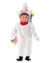 Disfraz de unicornio para muñeca duende travieso blanco con cuerno rosa