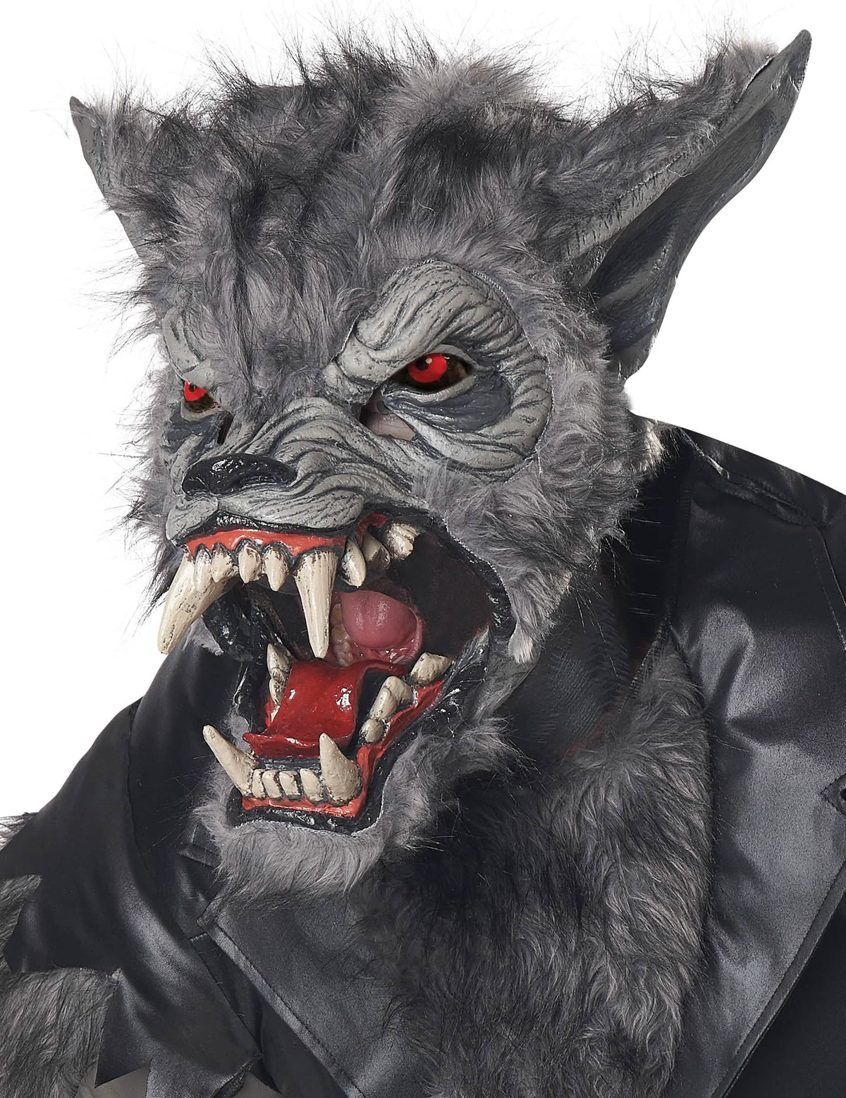 Primer plano del rostro del disfraz de hombre lobo en perfecto de lujo