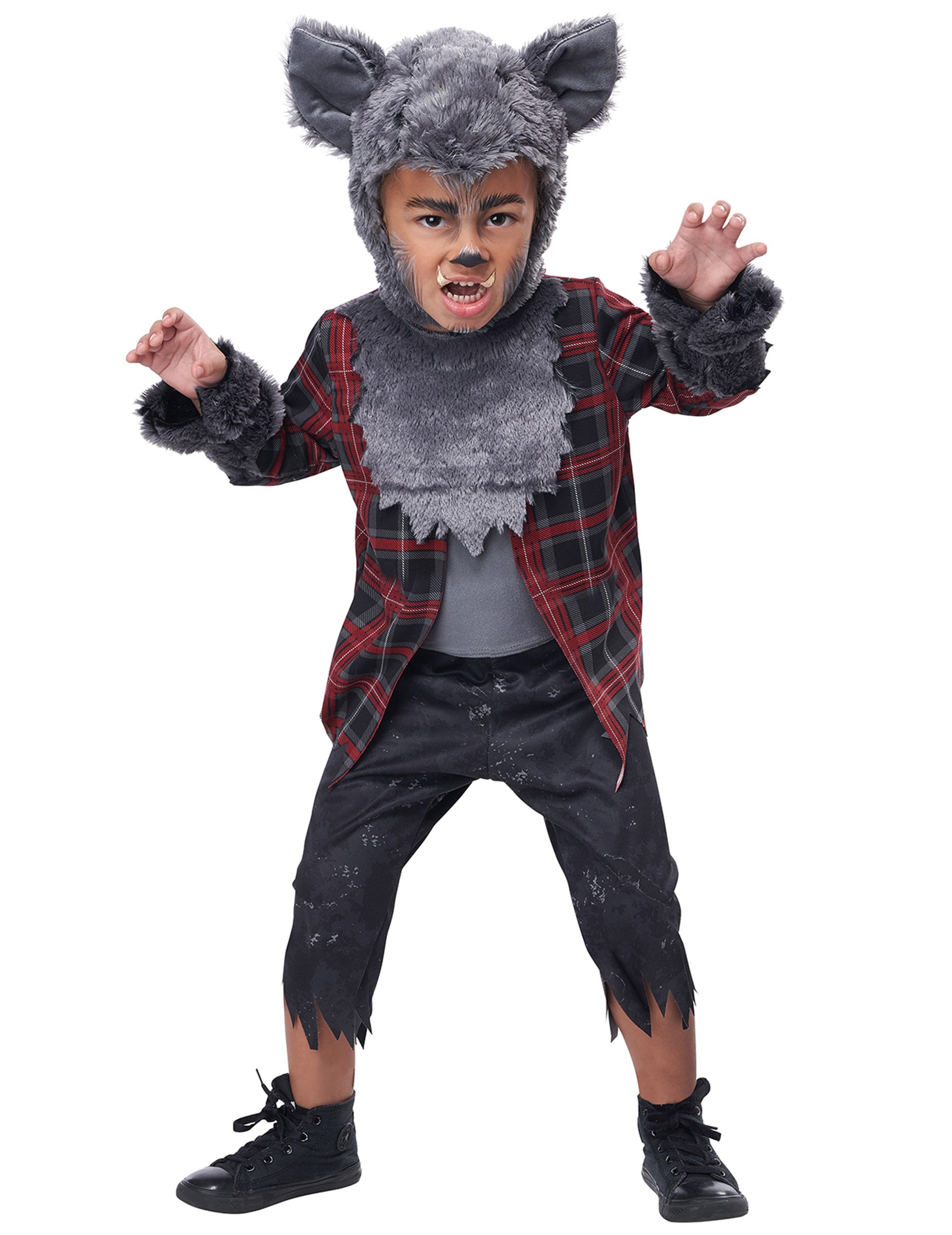Déguisement loup garou luxe pour garçon rouge et gris
