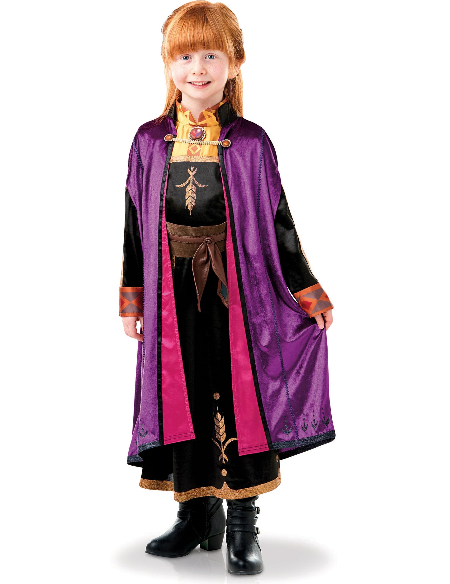 Déguisement luxe Anna La Reine des neiges 2 pour fille violet et noir avec cape velours
