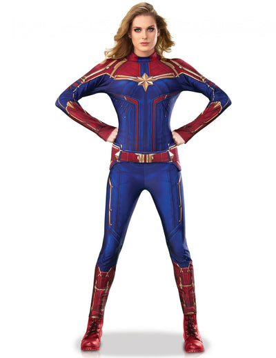 Déguisement luxe Captain Marvel pour femme bleu et rouge
