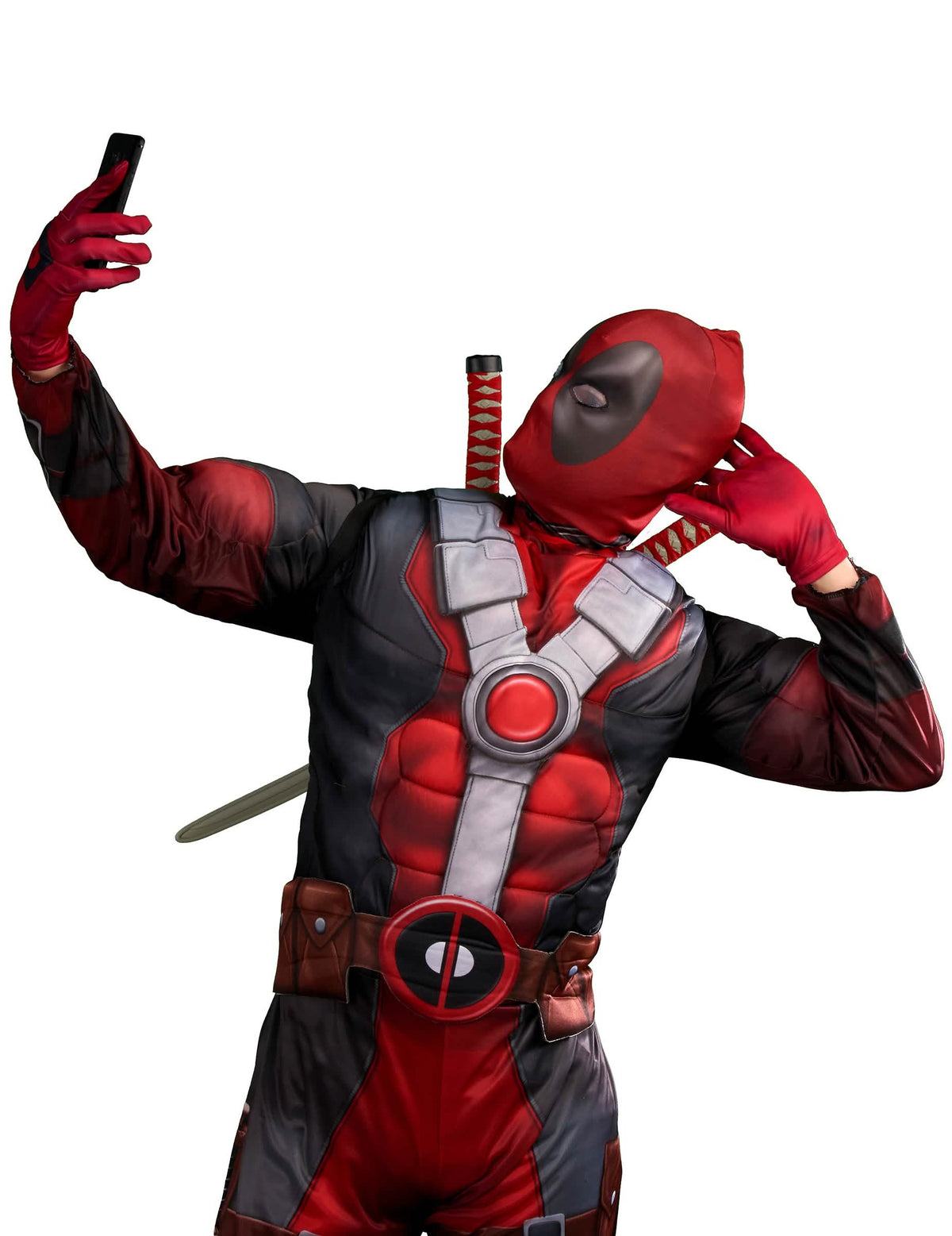 Vista del torso y de la máscara del disfraz de lujo Deadpool 2™