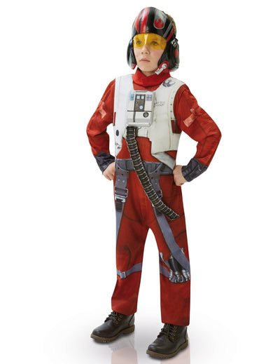 Déguisement luxe Poe X-Wing Fighter Star Wars VII pour enfant rouge avec casque