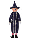Disfraz de magos para muñeca duende travieso azul marino con motivos de estrellas y sombrero puntiagudo