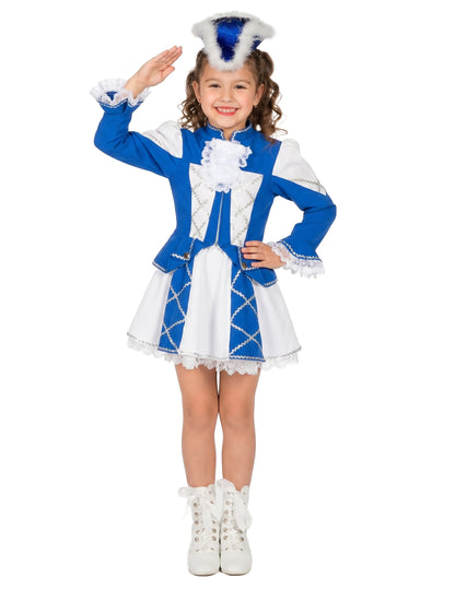 Disfraz de majorette de gabardina azul para niña