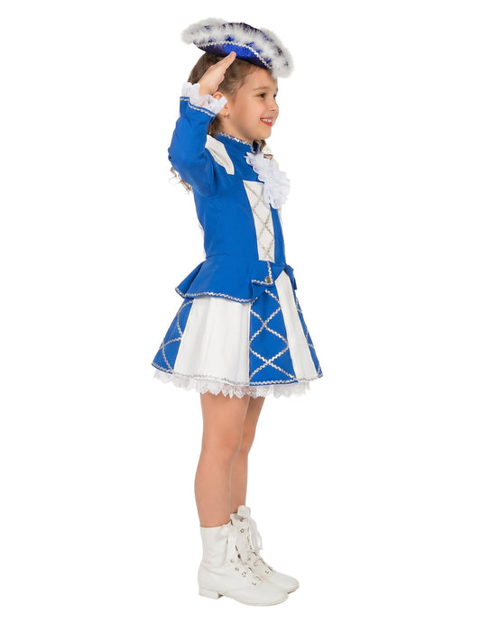 Disfraz de majorette de gabardina azul para niña