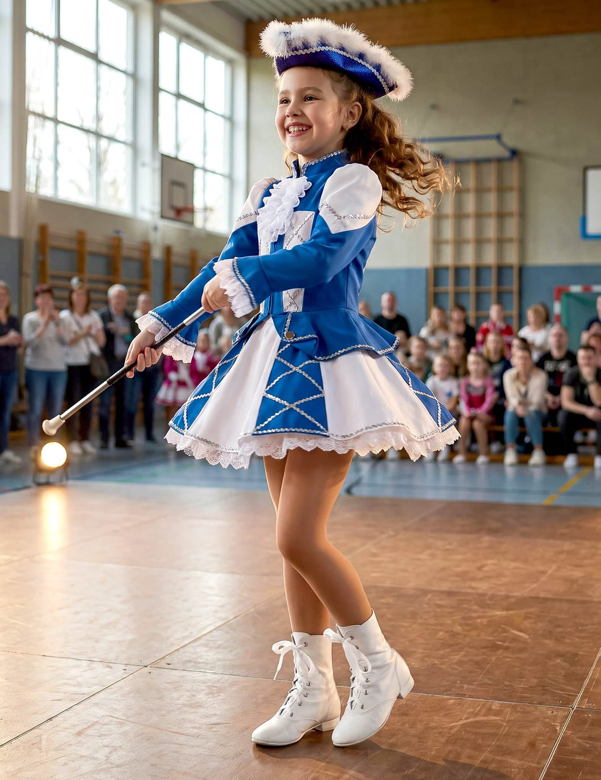 Disfraz de Majorette de gabardina azul para niña 