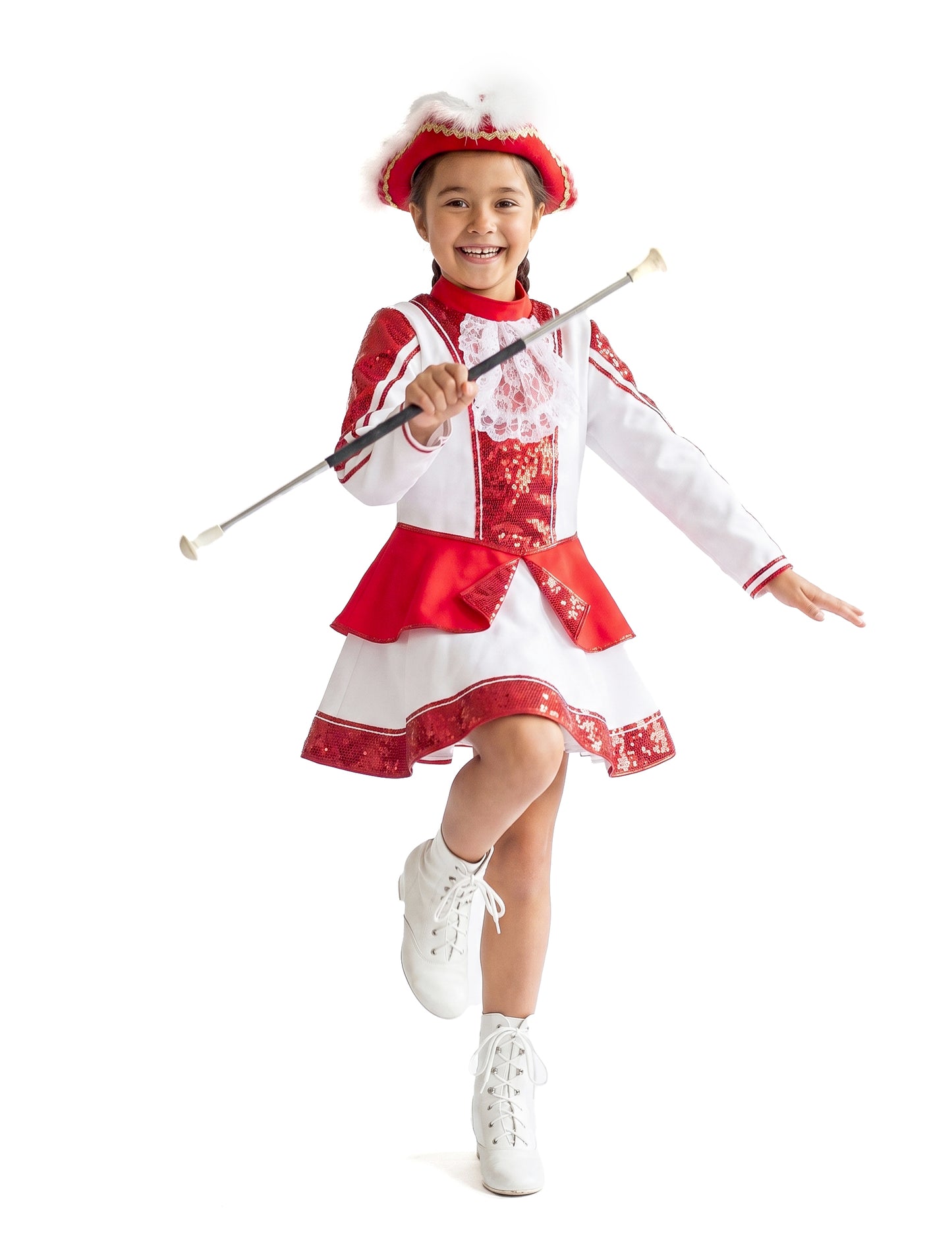Disfraz de Majorette de gabardina roja para niña