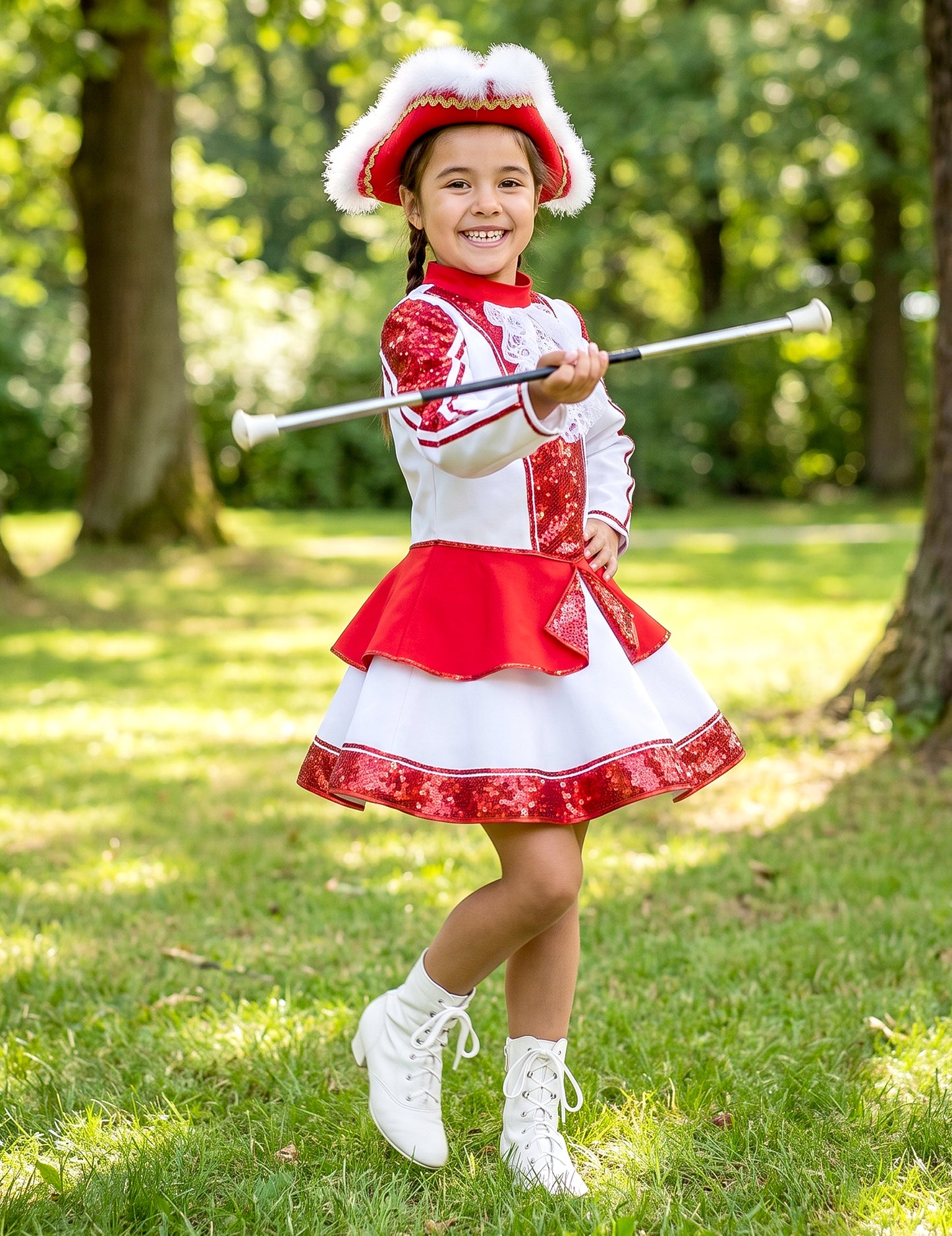 Disfraz de Majorette de gabardina roja para niña