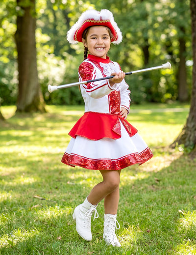 Disfraz de Majorette de gabardina roja para niña